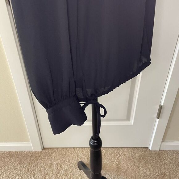 Loft Black Long Sleeve Blouse with Side Ties size Small - Picture 5 of 11